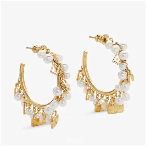 fendi baguette hoop earrings|fendi earrings with pearl.